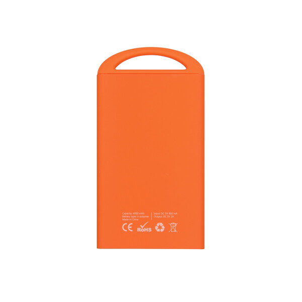 Портативное зарядное устройство &quot;Shine&quot; с зеркальной гравировкой, 4000 mAh, оранжевый