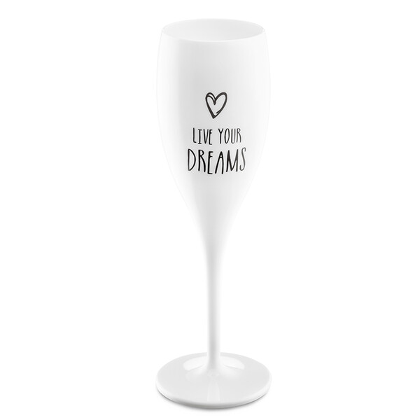 Бокал для шампанского с надписью live your dreams, белый
