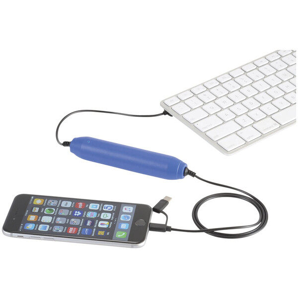 Портативное зарядное устройство, 2000 mAh/кабель 3 в 1, ярко-синий