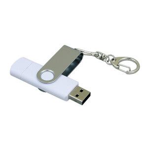 Флешка с  поворотным механизмом, c дополнительным разъемом Micro USB, 32 Гб, белый