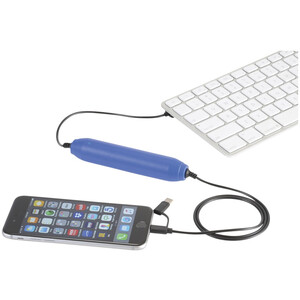 Портативное зарядное устройство, 2000 mAh/кабель 3 в 1, ярко-синий