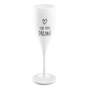 Бокал для шампанского с надписью live your dreams, белый