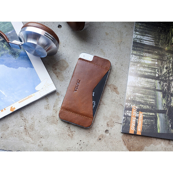 Кошелек-накладка на iPhone 5/5s и SE, коричневый