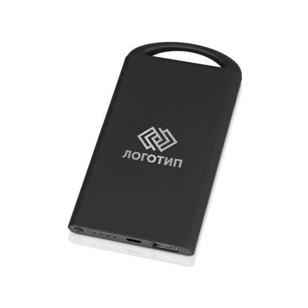 Портативное зарядное устройство &quot;Shine&quot; с зеркальной гравировкой, 4000 mAh, черный