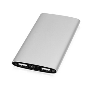 Портативное зарядное устройство &quot;Мун&quot; с 2-мя USB-портами, 4400 mAh, серебристый
