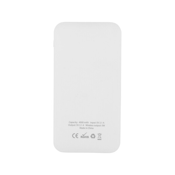 Портативное беспроводное зарядное устройство «Impulse», 4000 mAh, белый