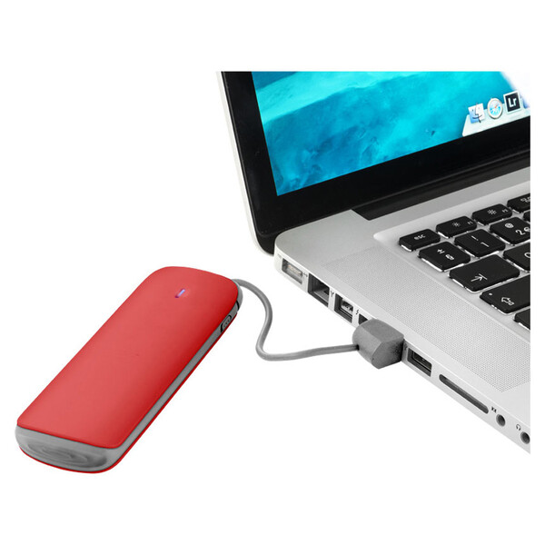 Портативное зарядное устройство &quot;Флэт&quot;, 3000 mAh, красный