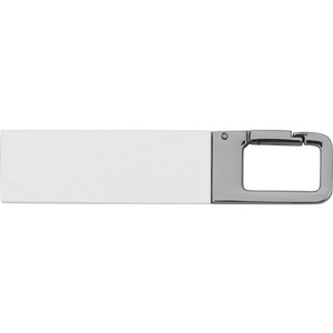 Флеш-карта USB 2.0 16 Gb с карабином Hook, белый/серебристый