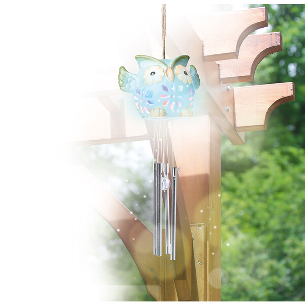 Светильник уличный на солнечных батареях ceramic owl голубой