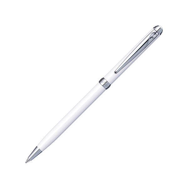 Ручка шариковая Pierre Cardin SLIM с поворотным механизмом, белый/серебро