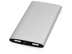 Портативное зарядное устройство &quot;Мун&quot; с 2-мя USB-портами, 4400 mAh, серебристый