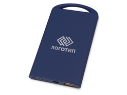 Портативное зарядное устройство &quot;Shine&quot; с зеркальной гравировкой, 4000 mAh, синий